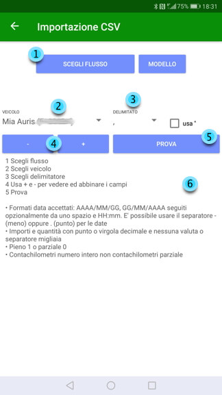 Importazione CSV